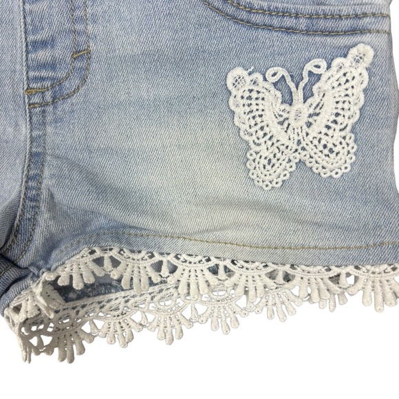 EPIC THREADS Girls Butterfly Crochet Lace Denim Shortall Blue Size 5T - Picture 4 of 6